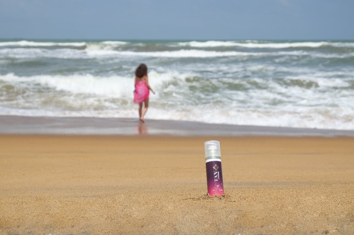 Tancream on the beach